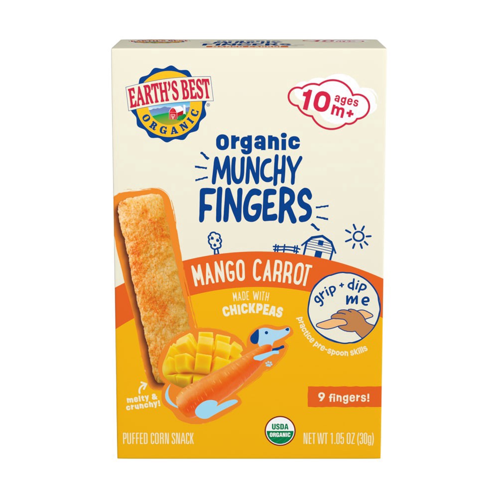 slide 1 of 2, Earth's Best Organic Munchy Finger Mango Carrot 4/1.05oz - 1.05 Oz, 1.05 oz