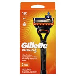 Fusion5 Shaving Razor for Men, 1 Razor Handle, 2 Razor Blade Refills, with Larger Lubrication Strip and Precision Trimmer for Men
