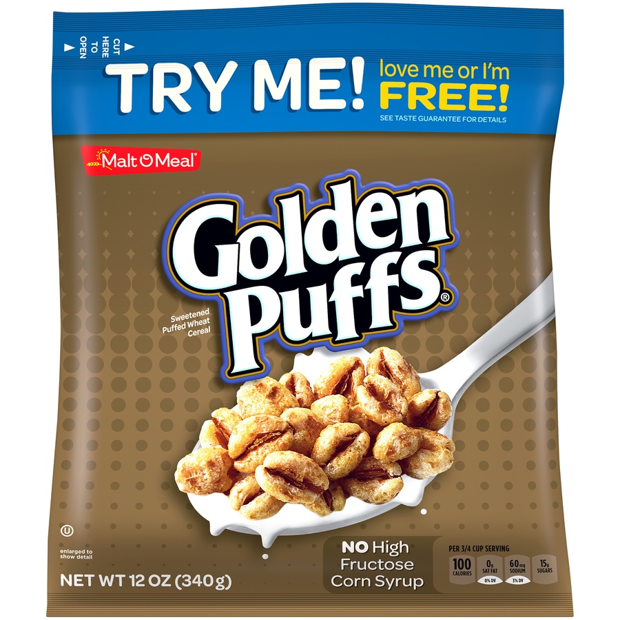 slide 1 of 1, Malt-O-Meal Golden Puffs Cereal, 12 oz