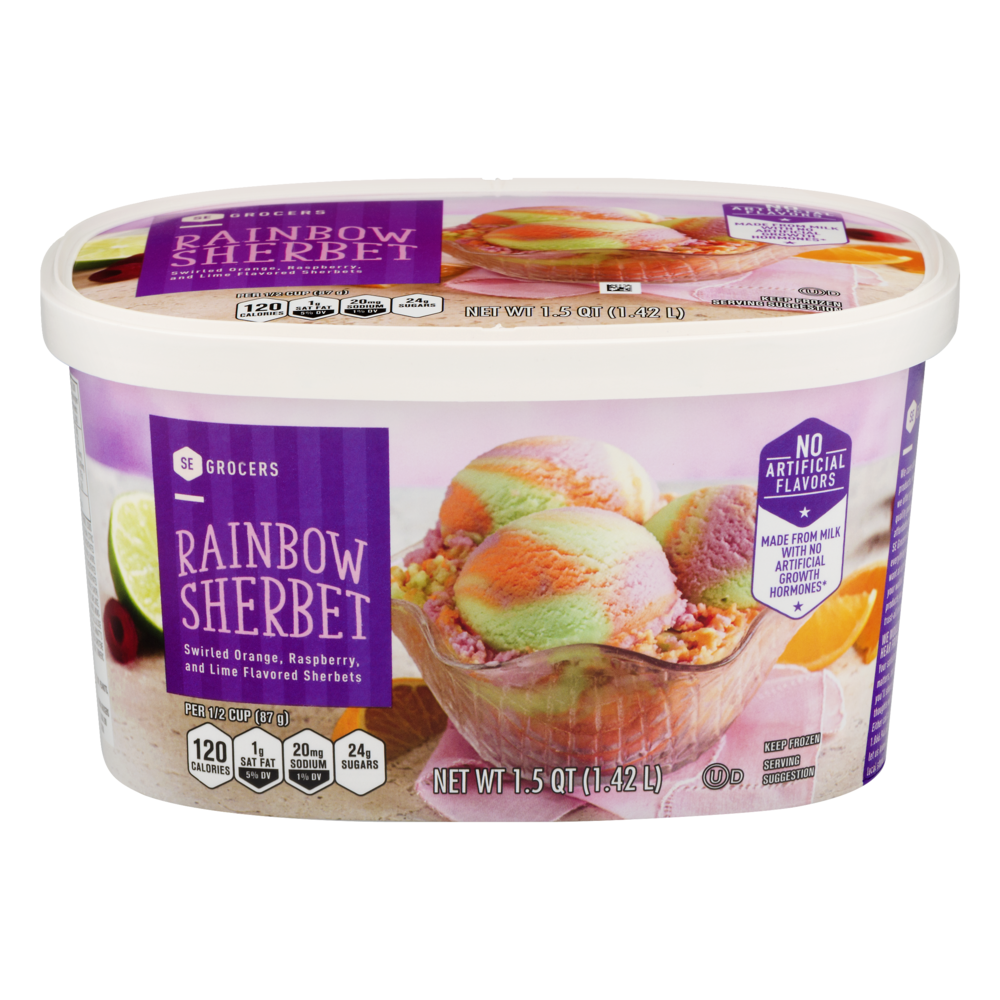 slide 1 of 1, SE Grocers Rainbow Sherbet, 48 oz