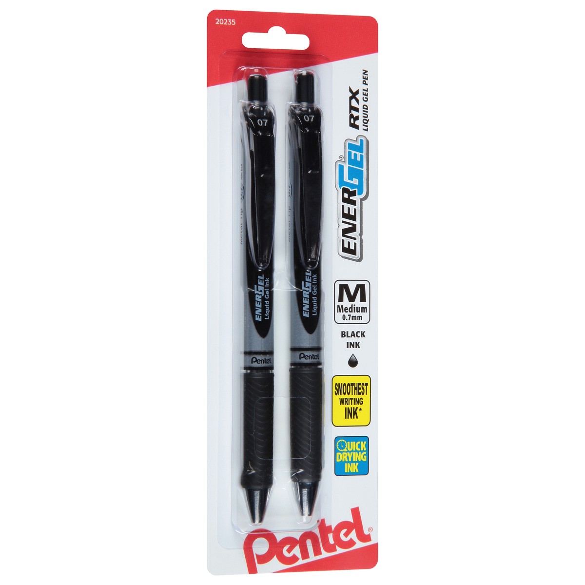 slide 9 of 9, Pentel Energel Medium Retractable RTX 0.7 mm Black Ink Liquid Gel Pen 2 ea, 2 ct