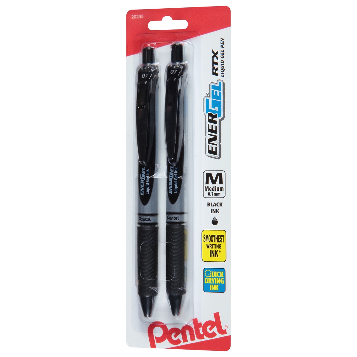 slide 3 of 9, Pentel Energel Medium Retractable RTX 0.7 mm Black Ink Liquid Gel Pen 2 ea, 2 ct