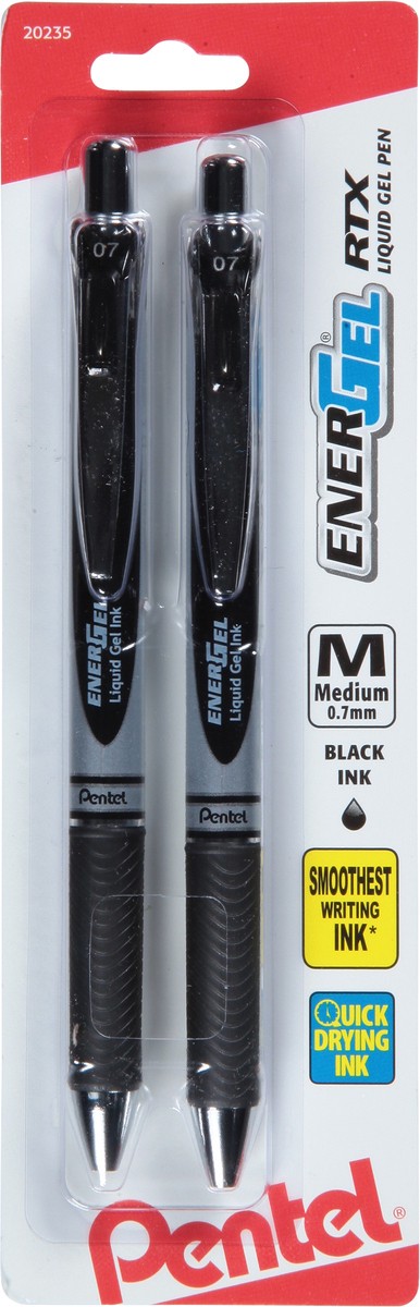 slide 8 of 9, Pentel Energel Medium Retractable RTX 0.7 mm Black Ink Liquid Gel Pen 2 ea, 2 ct