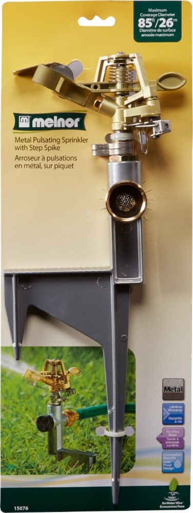 slide 1 of 1, Melnor 85-Foot Deluxe Metal Pulsating Sprinkler With Step Spike, 1 ct