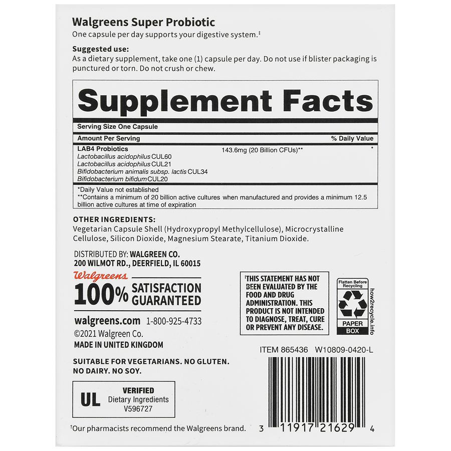 slide 4 of 5, Walgreens Super Probiotic, Value Size, 60 ct