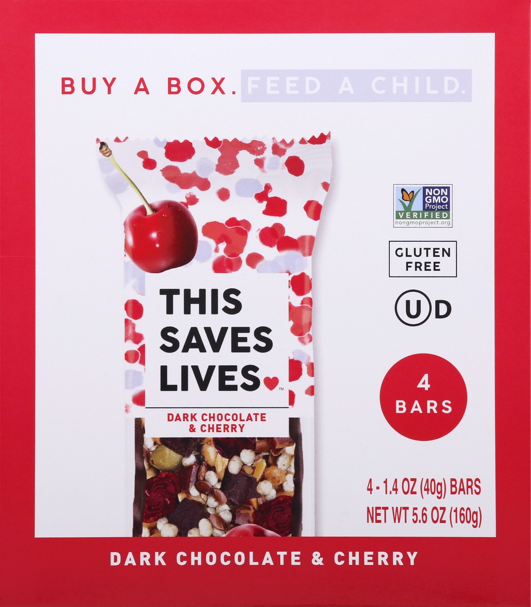 slide 1 of 9, This Saves Lives Dark Chocolate & Cherry Snack Bars 4 ea, 4 ct