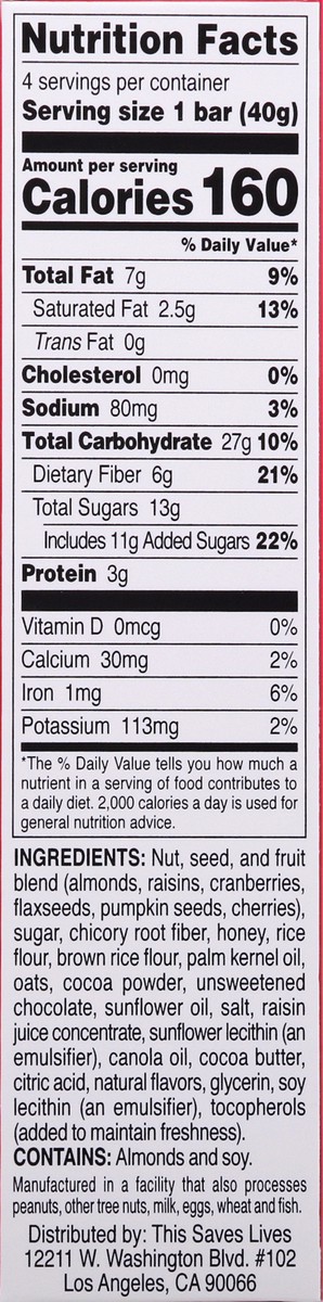 slide 3 of 9, This Saves Lives Dark Chocolate & Cherry Snack Bars 4 ea, 4 ct