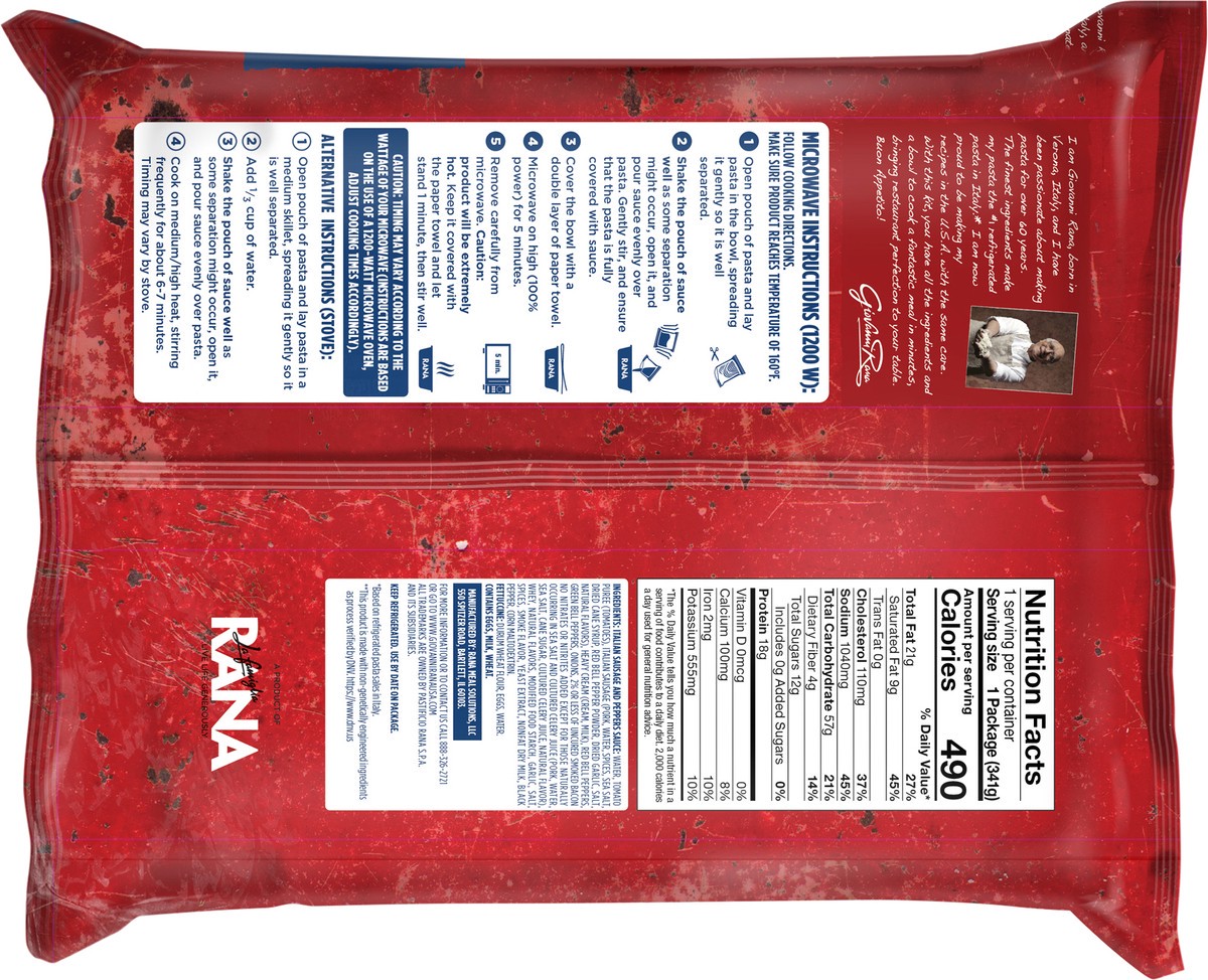 slide 4 of 10, Rana Italian Sausage & Peppers Fettuccine 12 oz, 12 oz