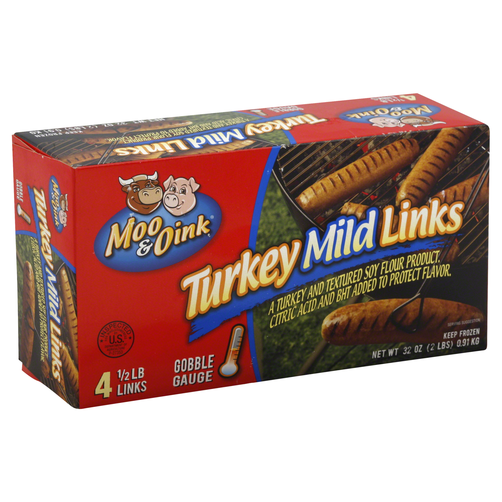 slide 1 of 1, Moo & Oink Turkey Mild Links, 32 oz