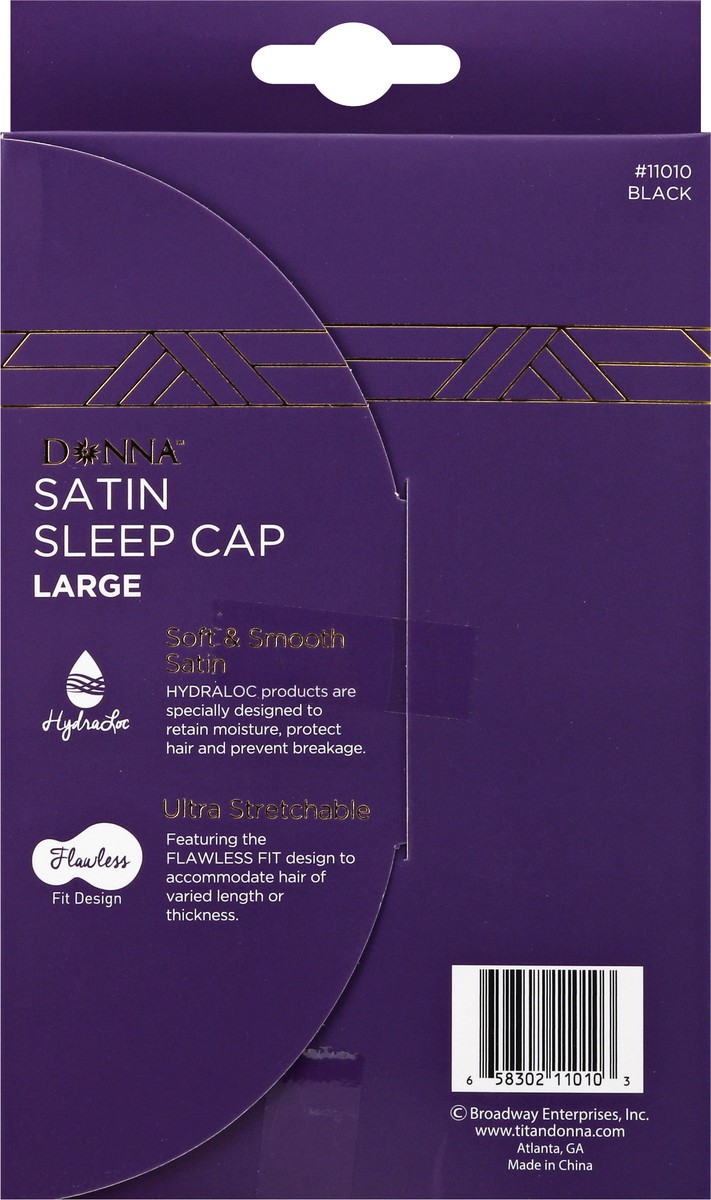 slide 4 of 9, Donna Premium Collection Black Satin Sleep Cap Large 1 ea, 1 ct