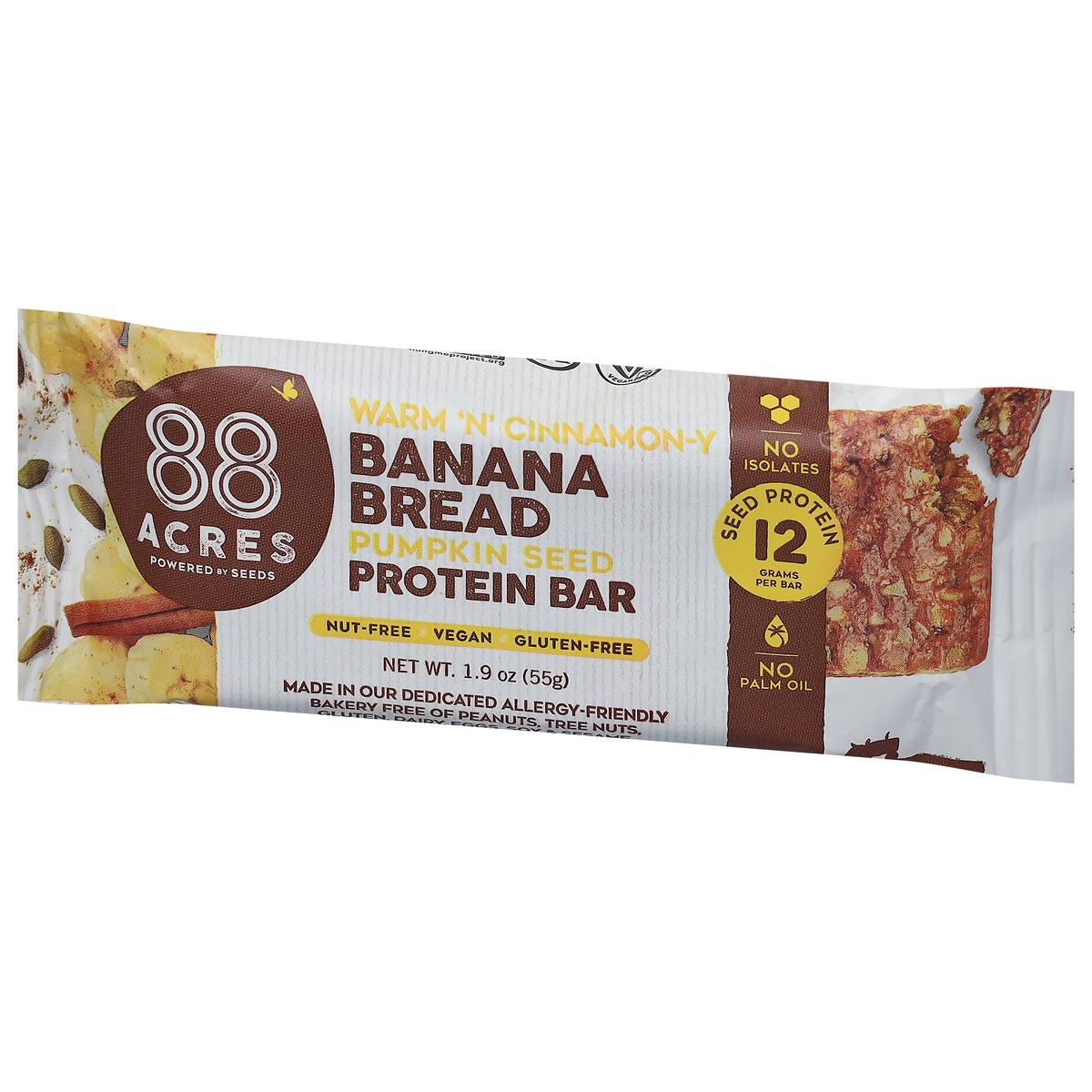 slide 9 of 9, 88 Acres Pumpkin Seed Banana Bread Protein Bar 1.9 oz, 1.9 oz