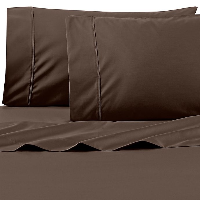 slide 1 of 5, Wamsutta PimaCott Solid 625-Thread-Count King Sheet Set - Chocolate, 1 ct