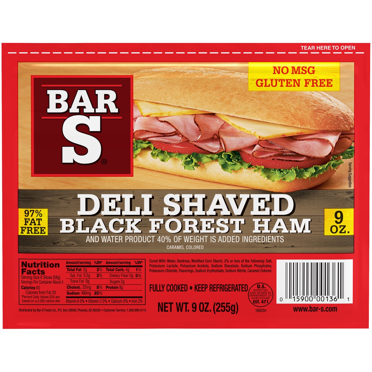 slide 1 of 11, Bar-S Deli Thin Black Forest Ham, 9 oz