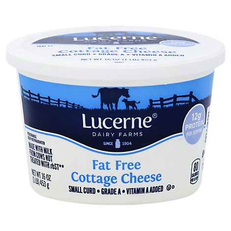 slide 1 of 1, Lucerne Cheese Cottage Small Curd Fat Free, 16 oz