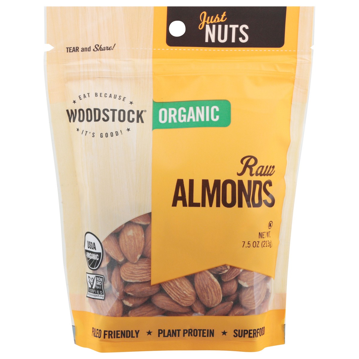 slide 1 of 1, Woodstock Raw Organic Almonds 7.5 oz, 7.5 oz