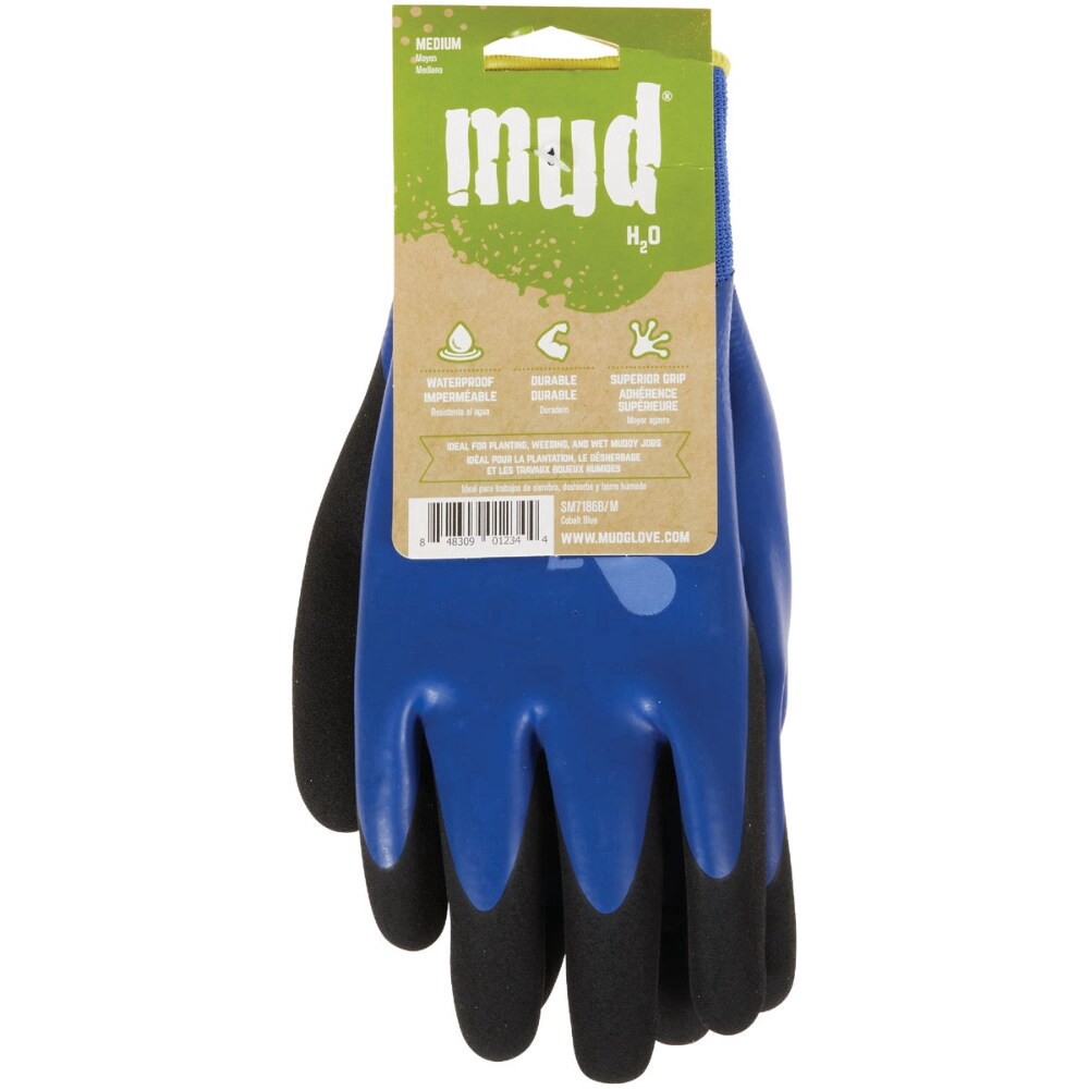slide 2 of 2, Mud H2O Women's Medium Latex Coated Polyester Cobalt Blue Garden Glove Sm7186B/M, 1 ct