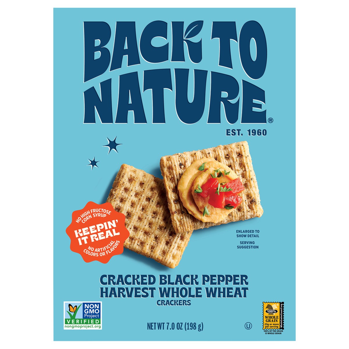 slide 2 of 2, Back to Nature Cracked Black Pepper Harvest Whole Wheat Crackers, 7 oz
