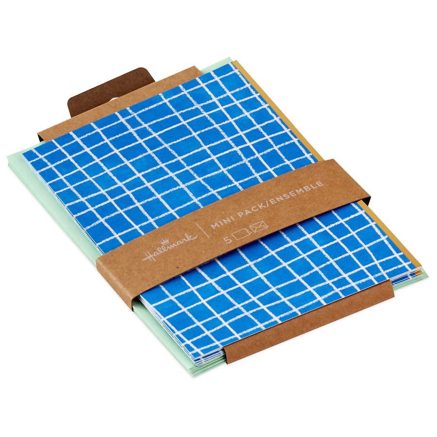 slide 5 of 5, Hallmark Blank Note Cards (Blue Windowpane), 5 ct