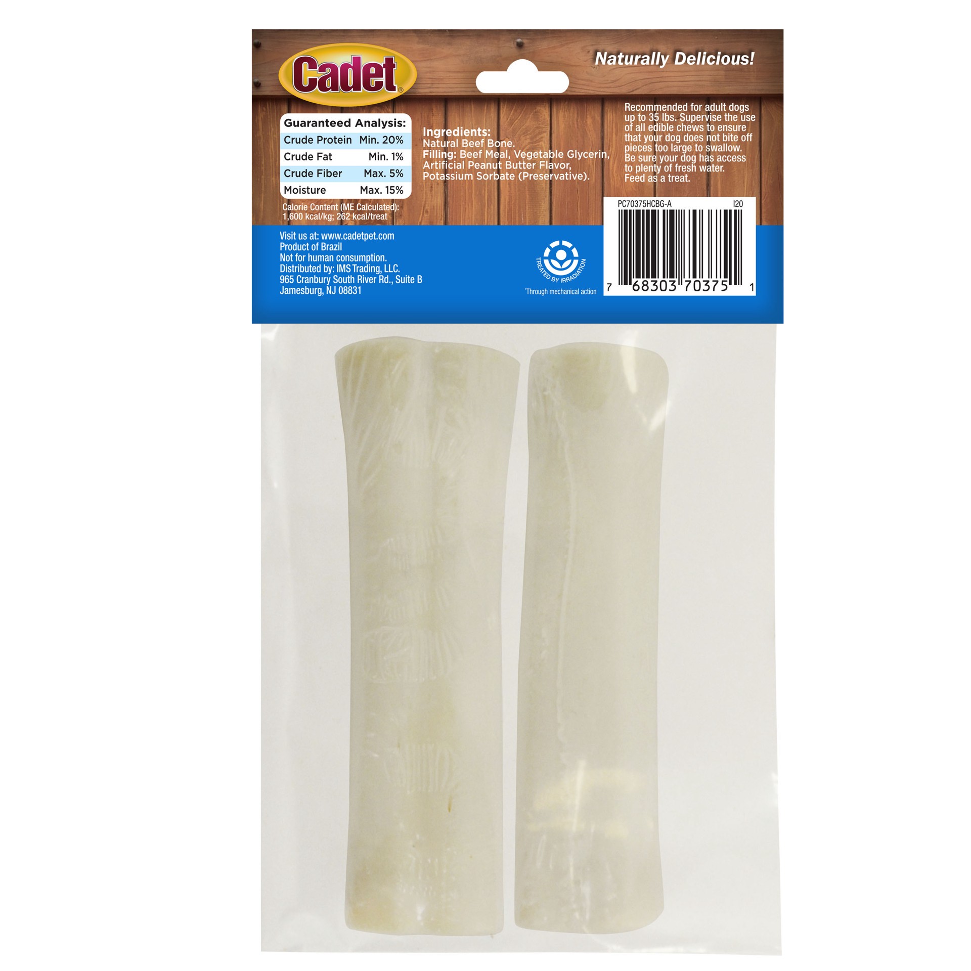 slide 2 of 8, Cadet Junior Stuffed Shin Bones for Dogs Peanut Butter Petite (2 Count), 2 ct