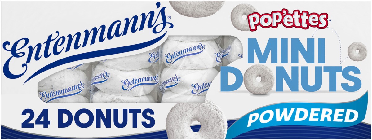 slide 1 of 5, Entenmann's Powdered Sugar Mini Donuts, 6 packs, 12 oz, 6 ct