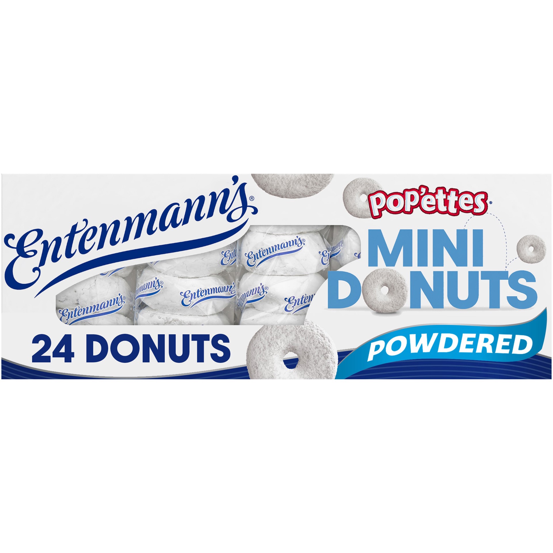 slide 1 of 5, Entenmann's Pop'ettes Powdered Donuts, 6 packs, Sugar Mini Donuts, 12 oz Box, 6 ct