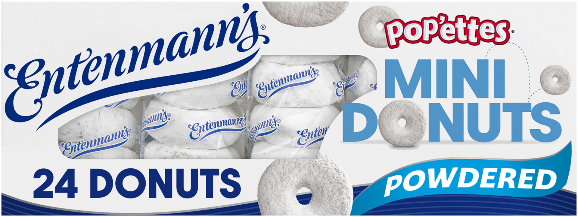 slide 1 of 5, Entenmann's Pop'ettes Powdered Sugar Mini Donuts, 6 packs, 12 oz, 6 ct