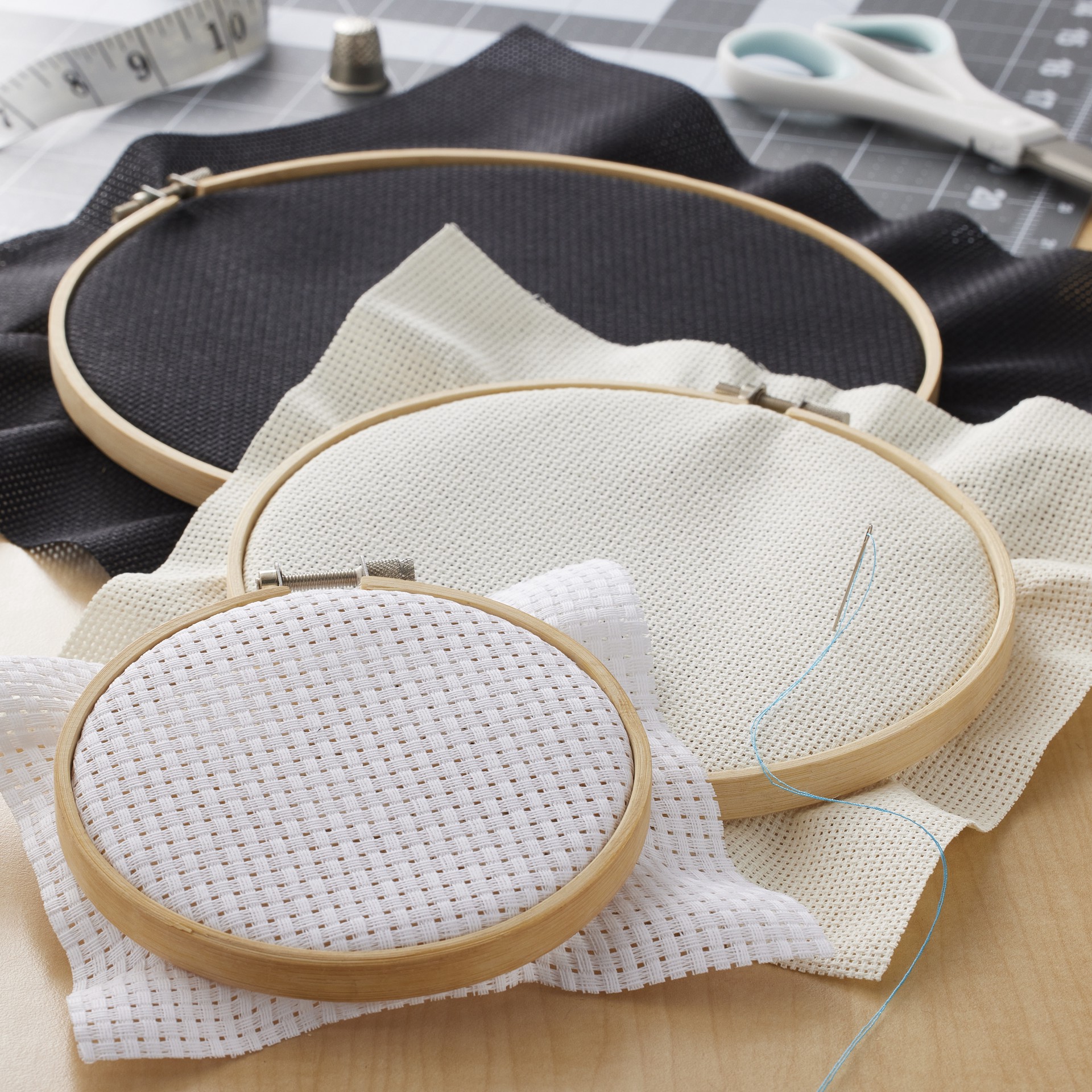 slide 3 of 3, Loops & Threads Bamboo Hoop Set, 3 x 6 