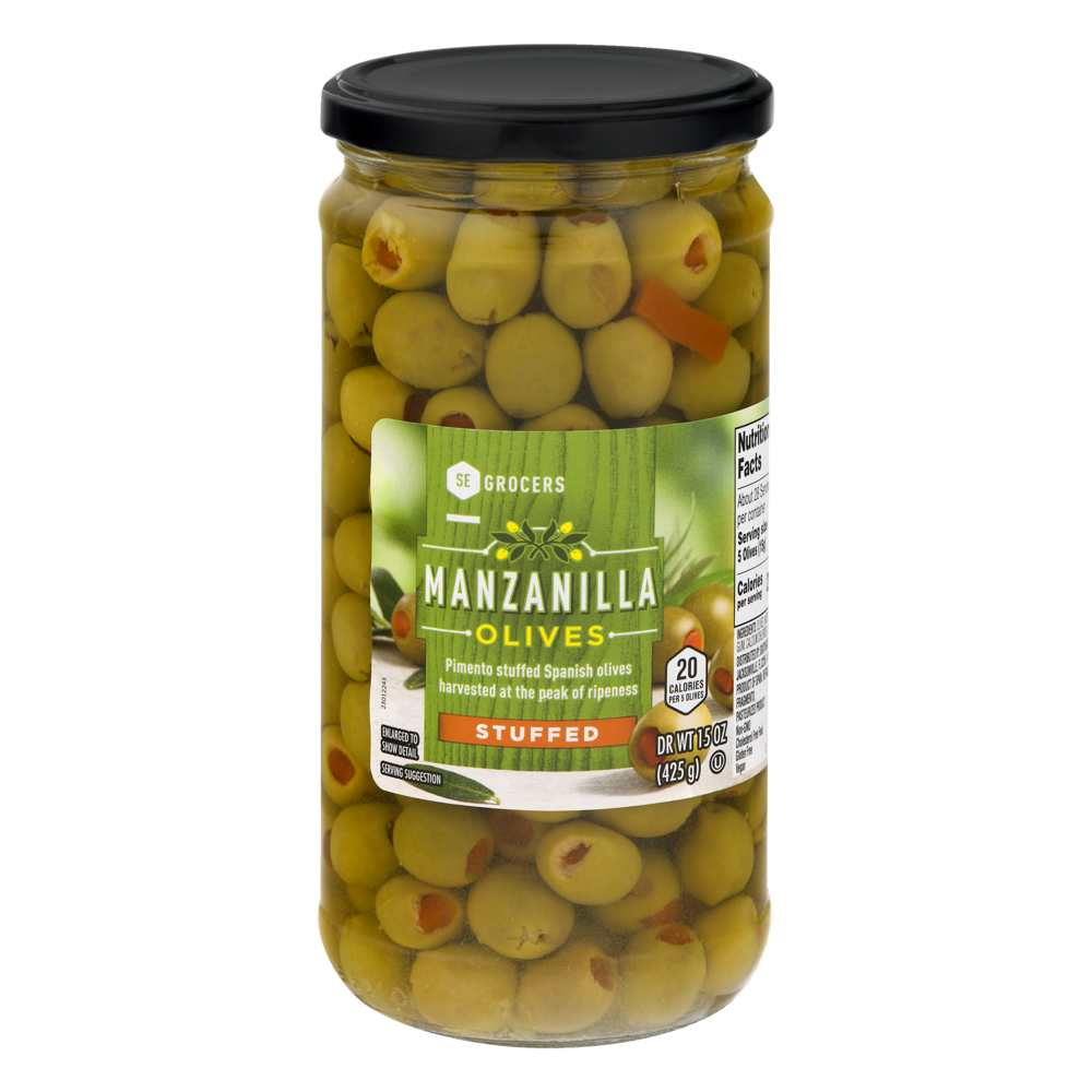 slide 1 of 1, SE Grocers Stuffed Manzanilla Olive, 15 oz