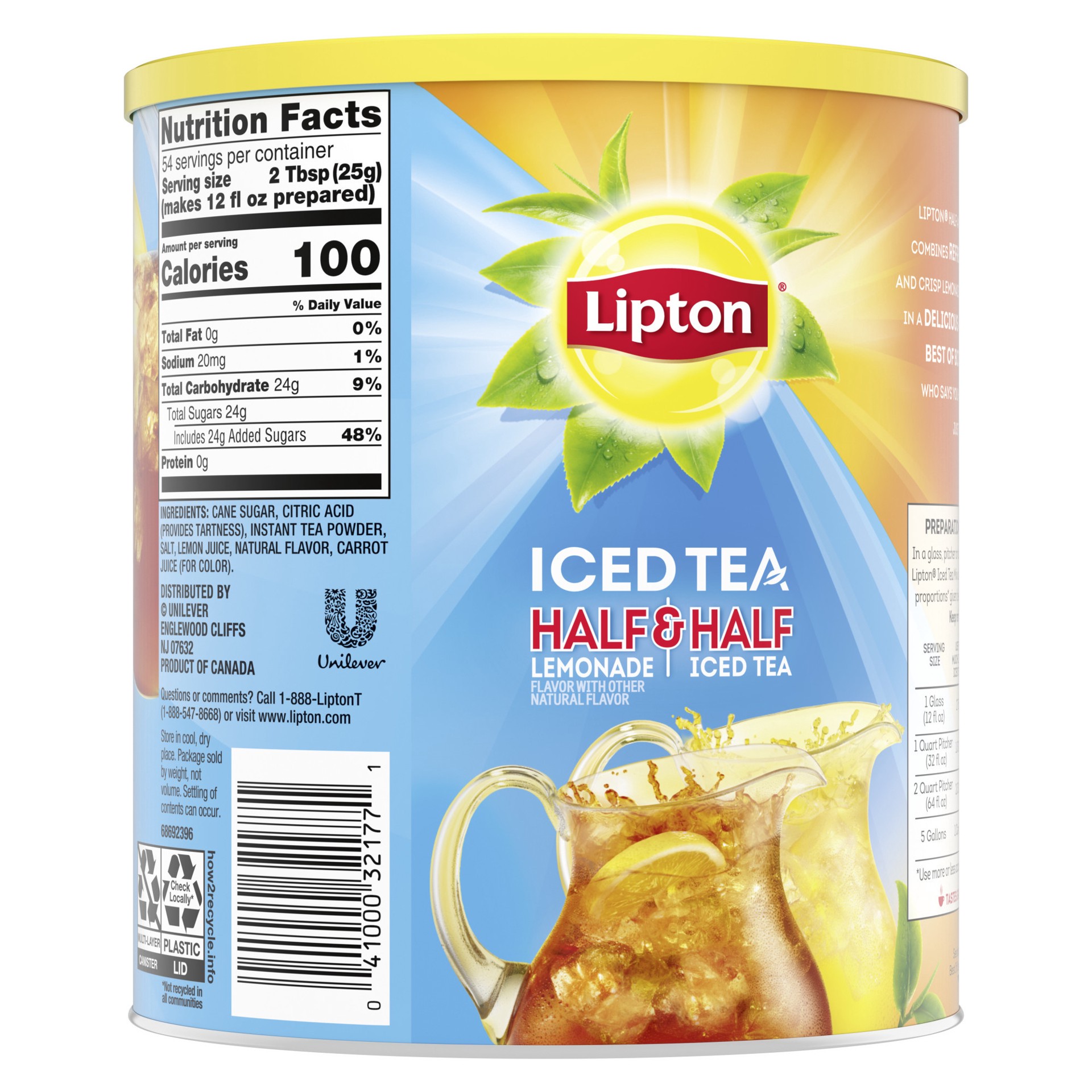 slide 2 of 4, Lipton Iced Tea Mix Half & Half Lemonade Iced Tea, 20 QT, 20 qt