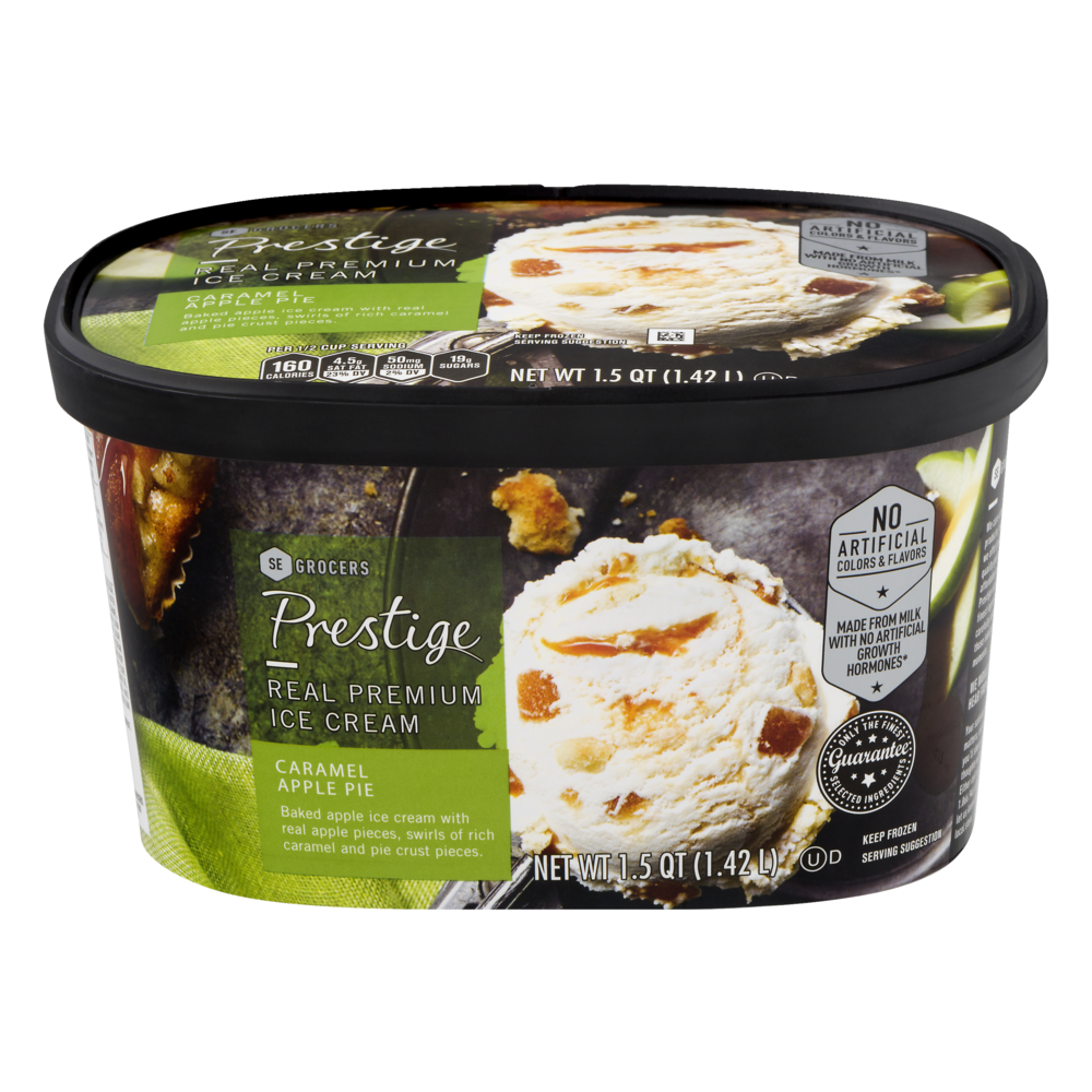 slide 1 of 1, Prestige Real Premium Ice Cream Caramel Apple Pie, 48 oz