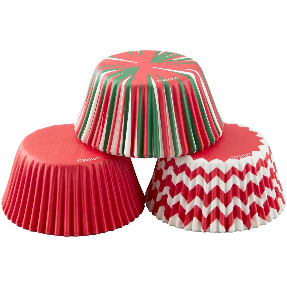 slide 2 of 3, Wilton Red, Green and White Holiday Cupcake Liners, 75 ct