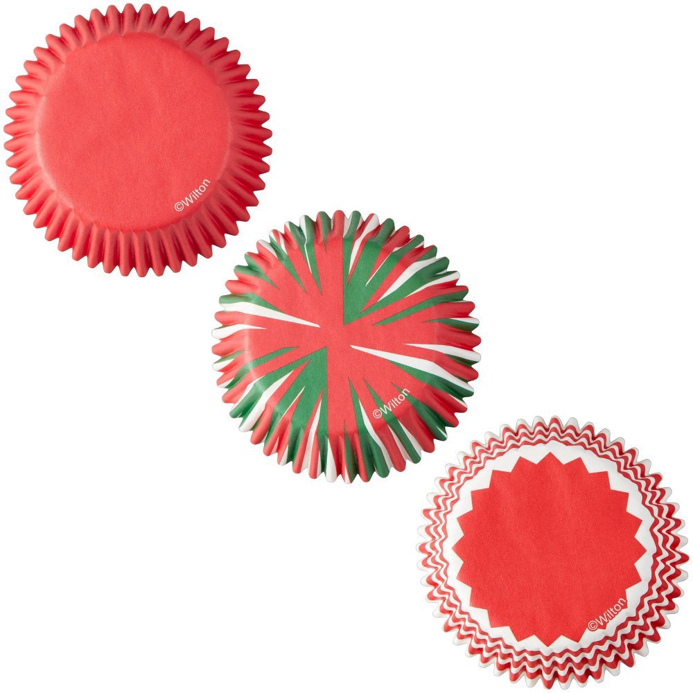 slide 3 of 3, Wilton Red, Green and White Holiday Cupcake Liners, 75 ct