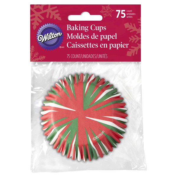 slide 1 of 1, Wilton Red, Green and White Holiday Cupcake Liners, 75 ct