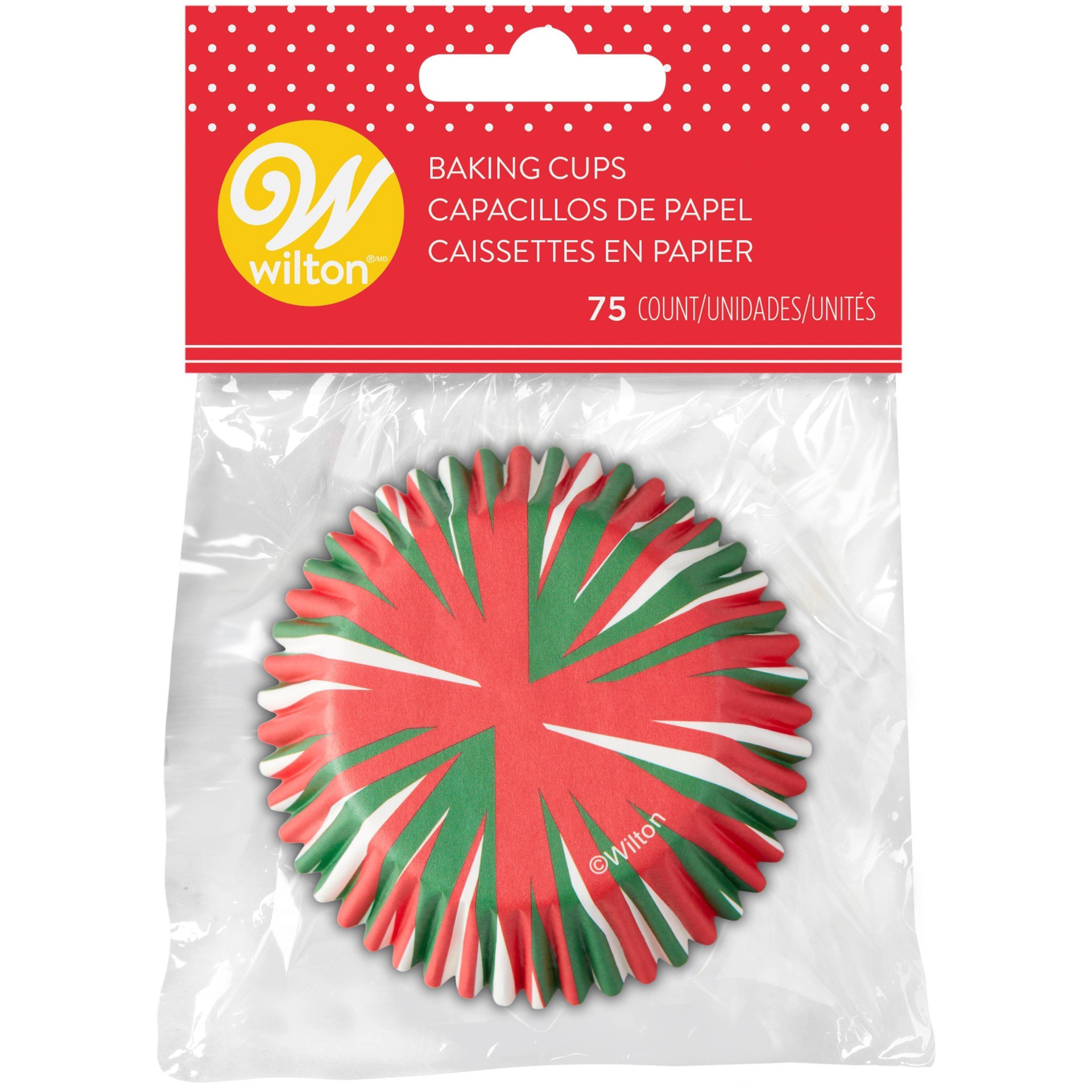 slide 1 of 3, Wilton Red, Green and White Holiday Cupcake Liners, 75 ct