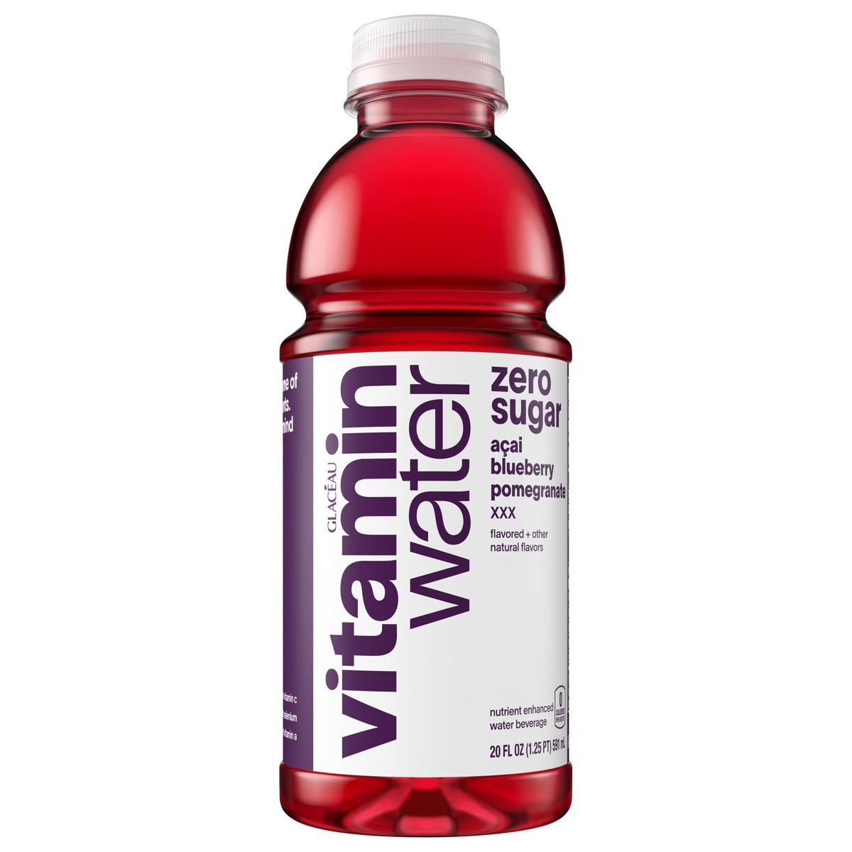 slide 1 of 2, Vitaminwater Zero Sugar Xxx, Electrolyte Enhanced Water W/ Vitamins, Açai-Blueberry-Pomegranate Drink, 20 Fl Oz, 20 fl oz