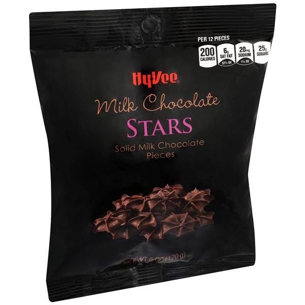 slide 1 of 1, Hy-Vee Milk Chocolate Stars, 6 oz