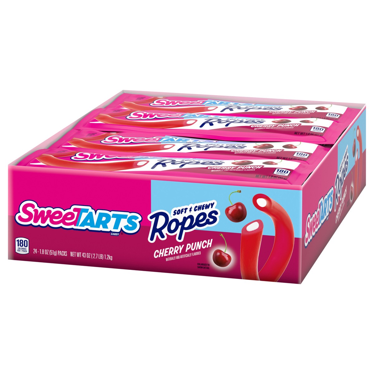 slide 5 of 12, SweeTARTS 71924 159435 Soft & Chewy Ropes Cherry Punch 1.8 oz x 24 ct DRT, 24 ct