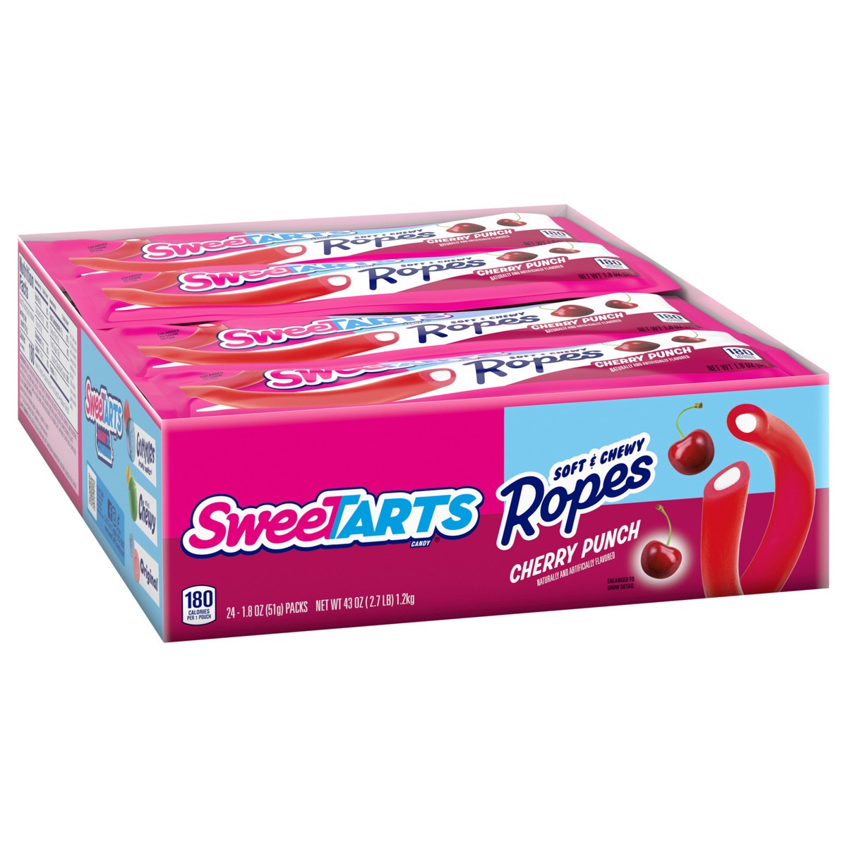 slide 10 of 12, SweeTARTS 71924 159435 Soft & Chewy Ropes Cherry Punch 1.8 oz x 24 ct DRT, 24 ct