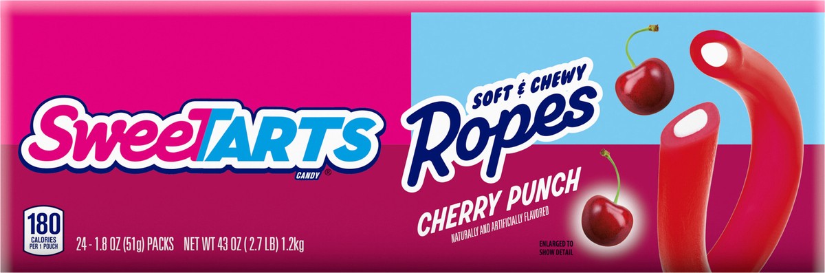 slide 3 of 12, SweeTARTS 71924 159435 Soft & Chewy Ropes Cherry Punch 1.8 oz x 24 ct DRT, 24 ct