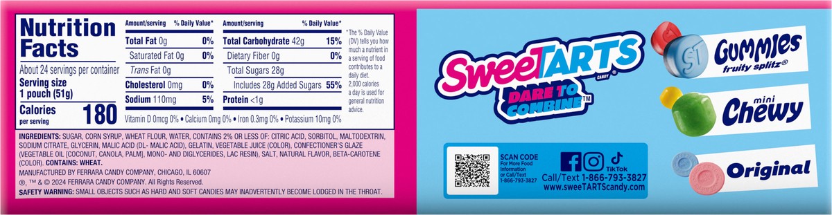 slide 12 of 12, SweeTARTS 71924 159435 Soft & Chewy Ropes Cherry Punch 1.8 oz x 24 ct DRT, 24 ct