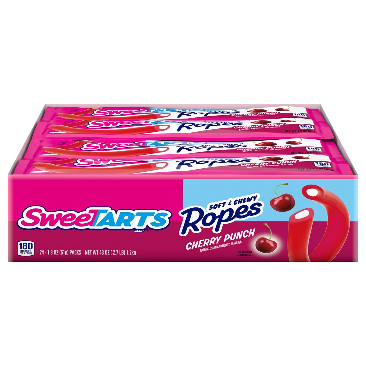 slide 1 of 12, SweeTARTS 71924 159435 Soft & Chewy Ropes Cherry Punch 1.8 oz x 24 ct DRT, 24 ct