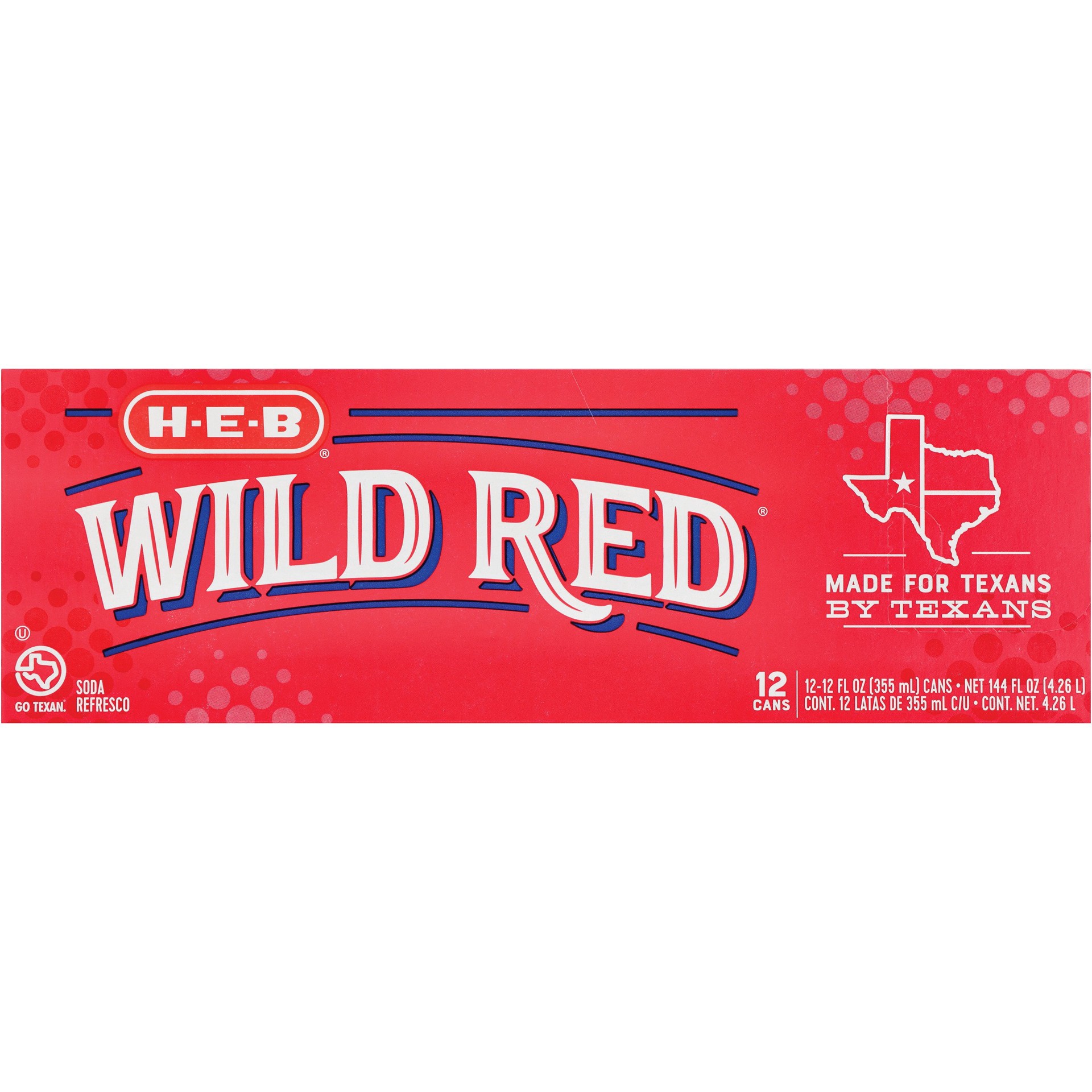 slide 1 of 1, H-E-B Wild Red Soda 12 pk Cans, 12 oz