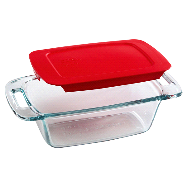 slide 1 of 1, Pyrex Easy GrabLoaf Dish with Red Plastic Cover, 1.5 qt