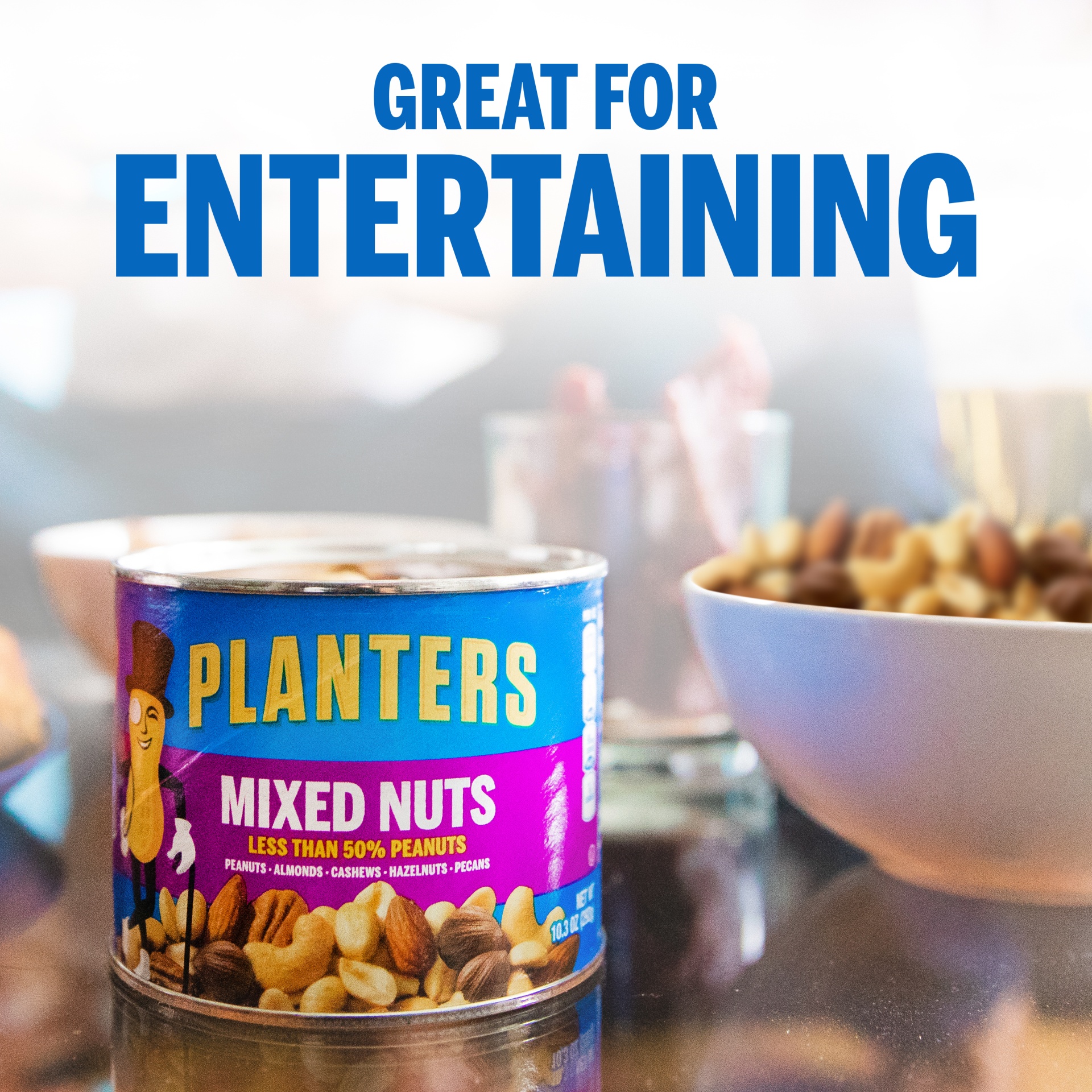 slide 3 of 15, Planters Mixed Nuts Less Than 50% Peanuts with Peanuts, Almonds, Cashews, Hazelnuts & Pecans, 10.3 oz