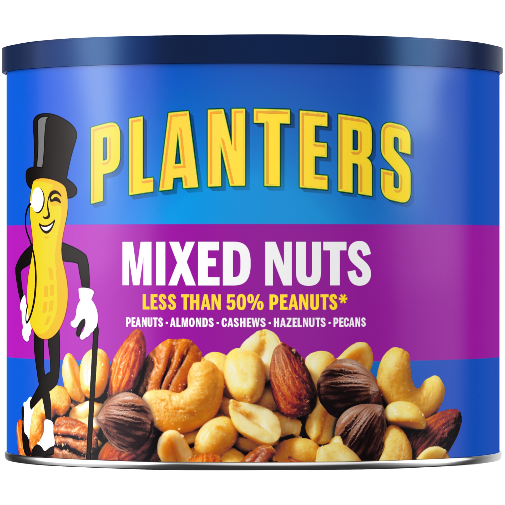 slide 12 of 15, Planters Mixed Nuts Less Than 50% Peanuts with Peanuts, Almonds, Cashews, Hazelnuts & Pecans, 10.3 oz