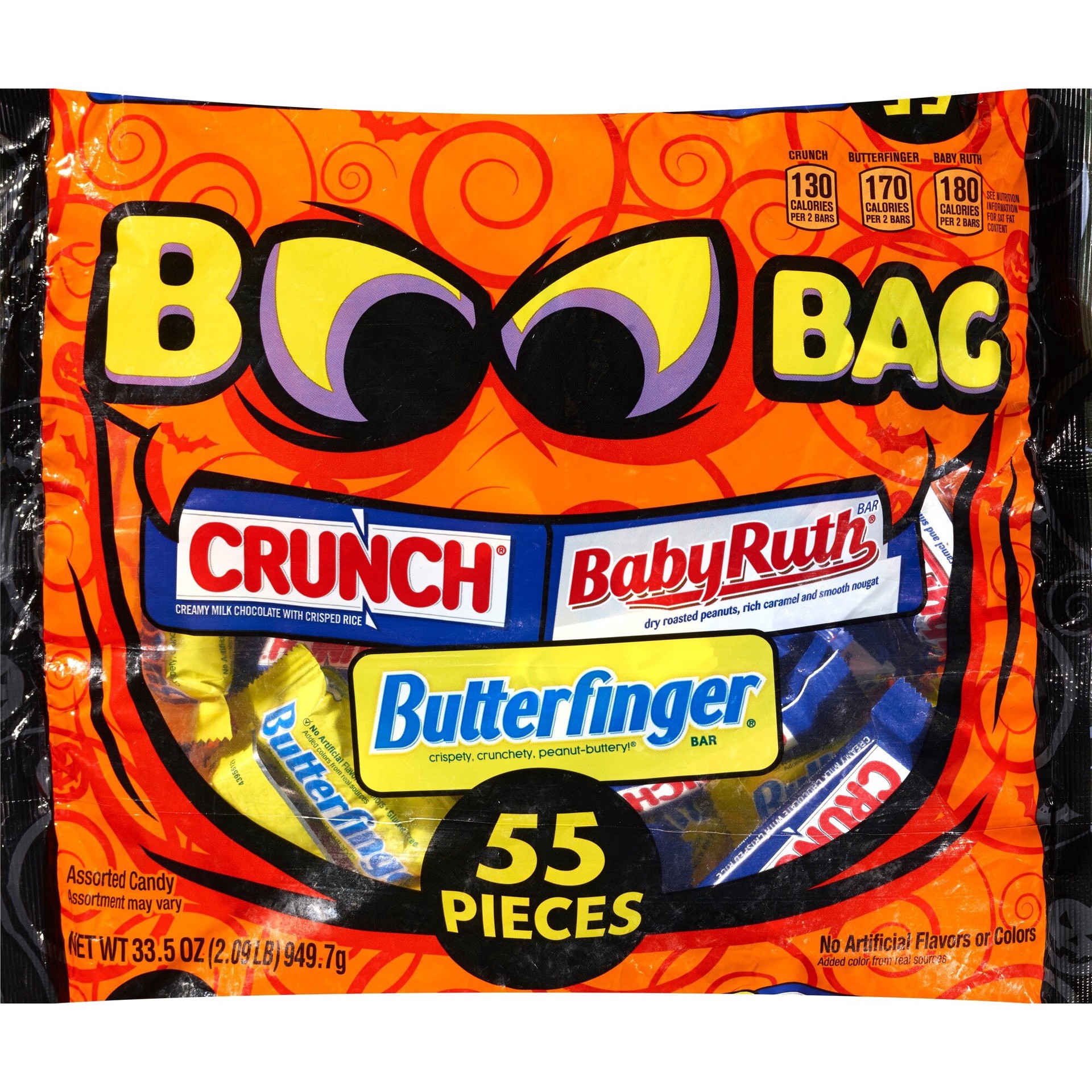 slide 1 of 1, Crunch Assorted Crunch, Baby Ruth, Butterfinger Candy Boo Bag, 55 Ct, 33.5 Oz, 29.7 oz