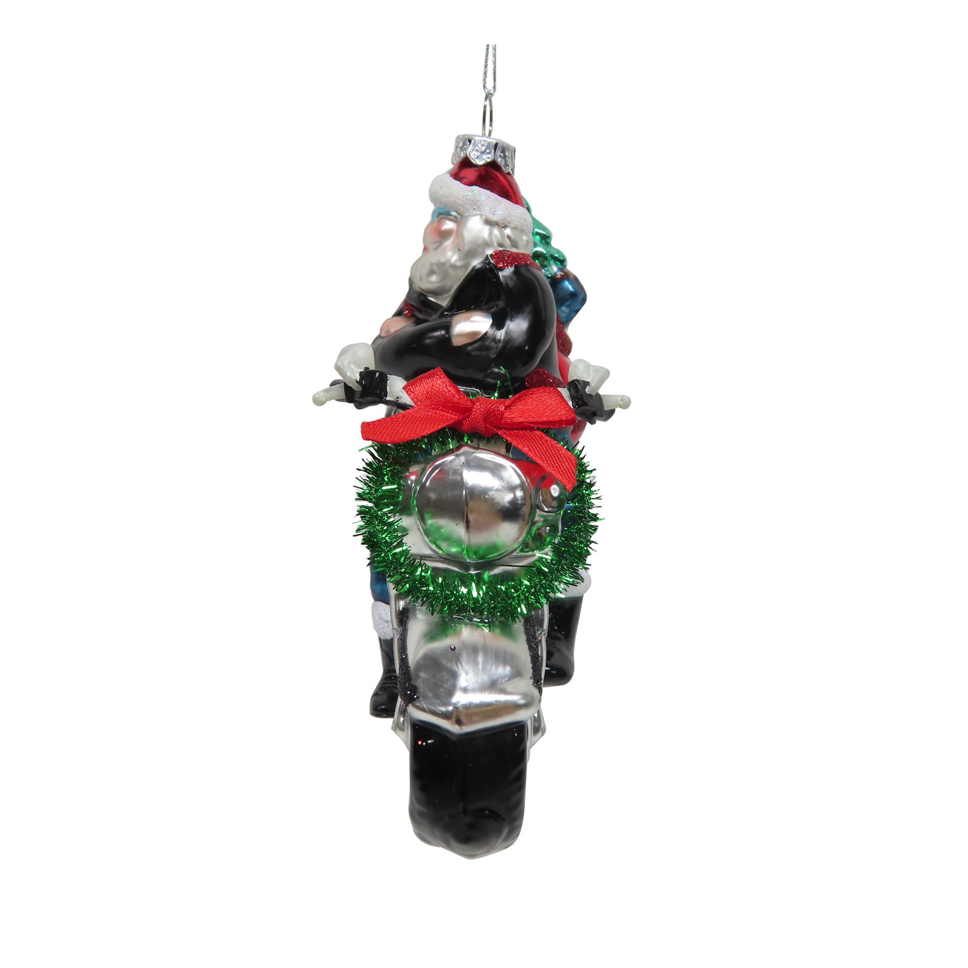 slide 3 of 4, 5.75" Santa On Motorcycle Glass Ornament By Ashland, 5.75 in x 2.5 in x 5 in
