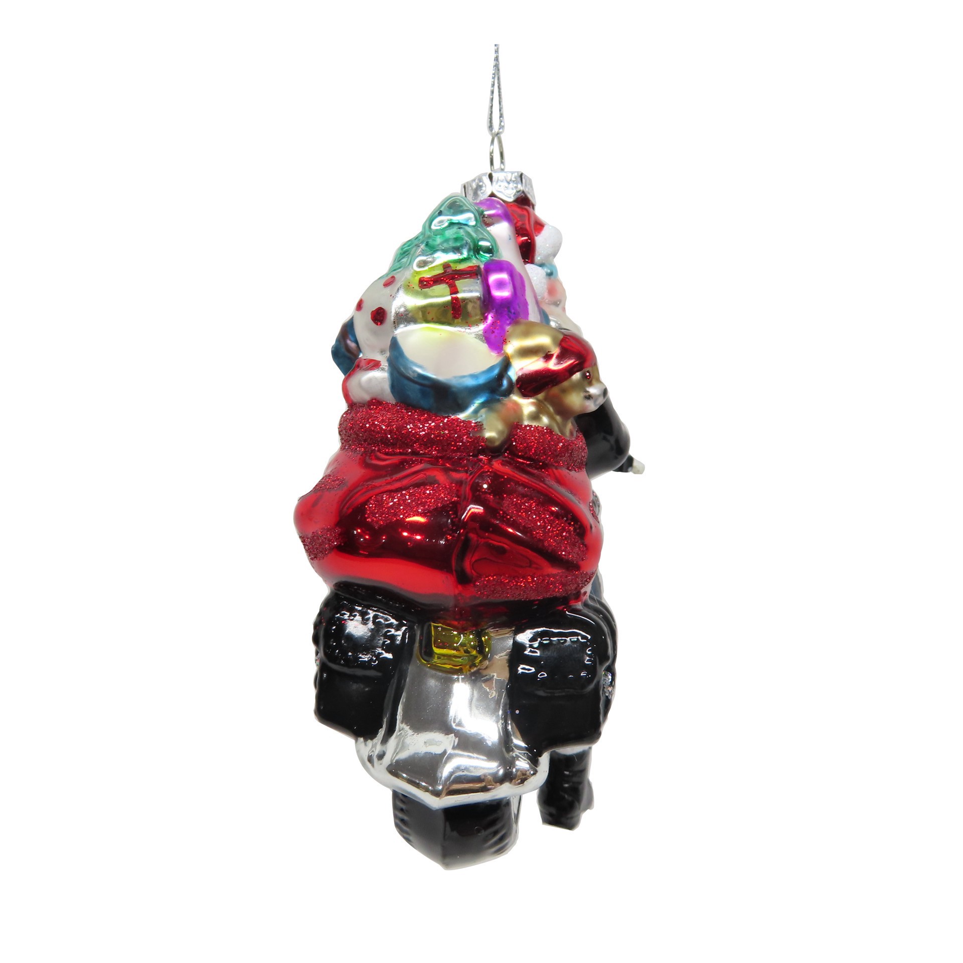slide 4 of 4, 5.75" Santa On Motorcycle Glass Ornament By Ashland, 5.75 in x 2.5 in x 5 in