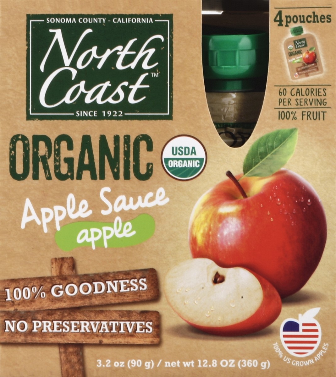 slide 4 of 4, North Coast Applesauce Peach Organic 4Pk, 