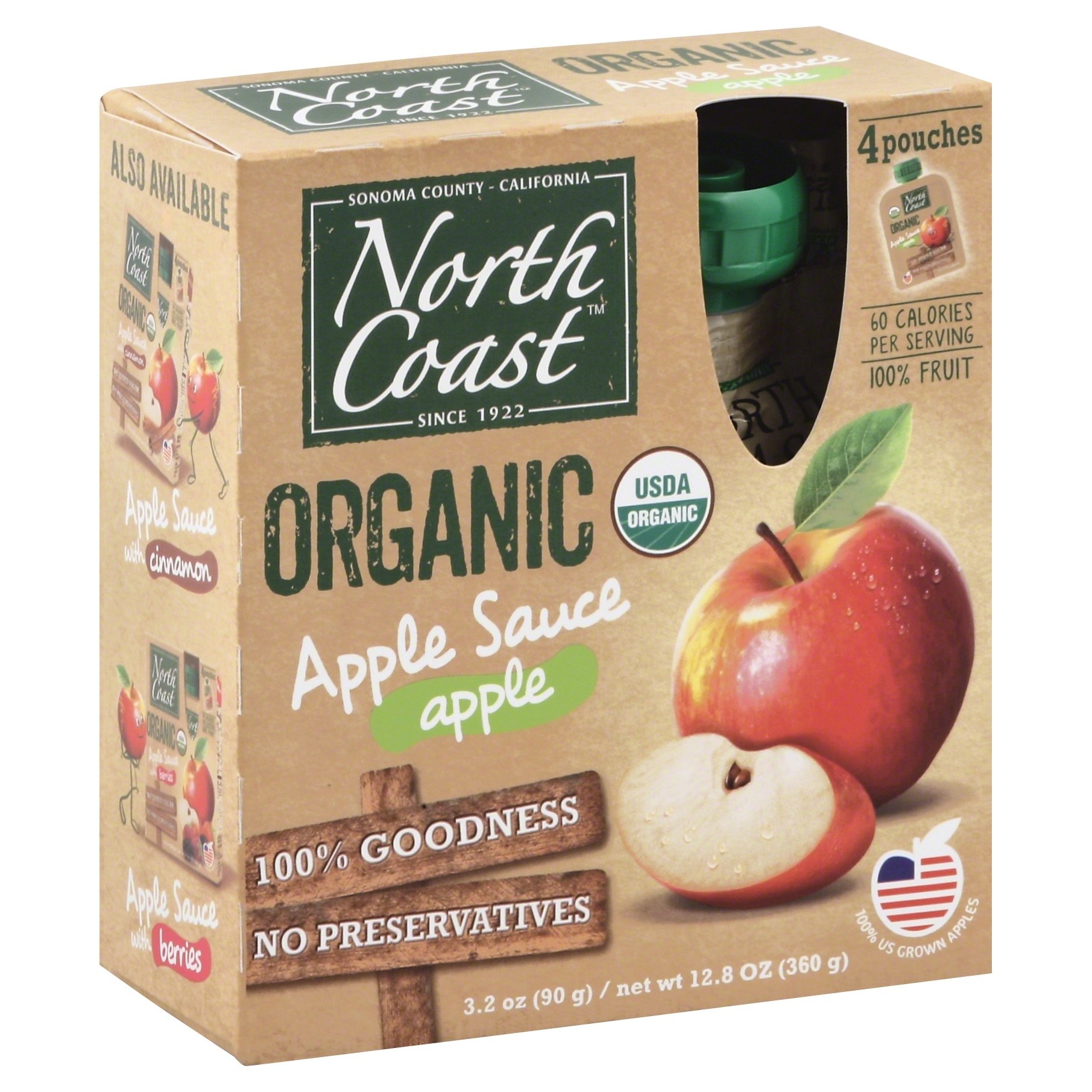 slide 1 of 4, North Coast Applesauce Peach Organic 4Pk, 